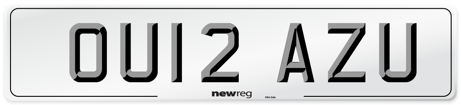 OU12 AZU Number Plate from New Reg
